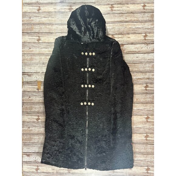 TRIPP NYC purple lined hooded textured Velvet Coat jacket size XL color Black - Picture 1 of 5